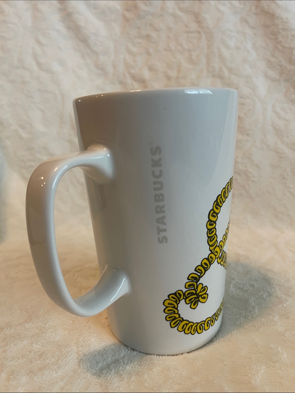 Starbucks White Yellow Green 'Hello' Telephone Ceramic Mug - Picture 3 of 8